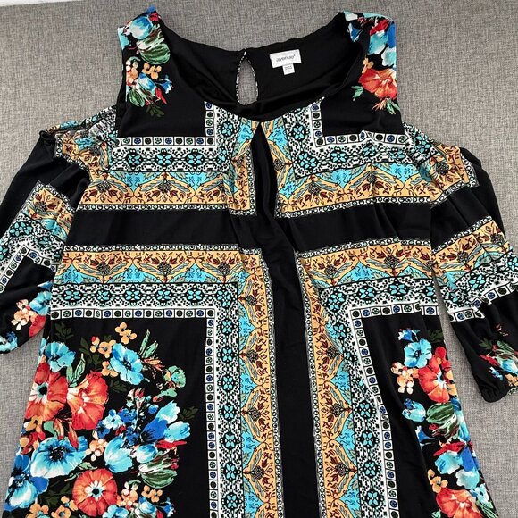 Avenue Shift Dress  Cold Shoulder Plus18 Floral Stretchy - Picture 2 of 12